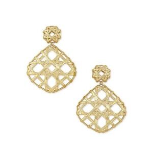 Kendra Scott Natalie‎ Gold Statement Earrings In Gold NWT $98